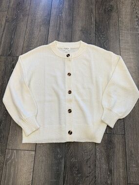 Promesa Cream Button-Front Cardigan with Tortoiseshell Buttons
